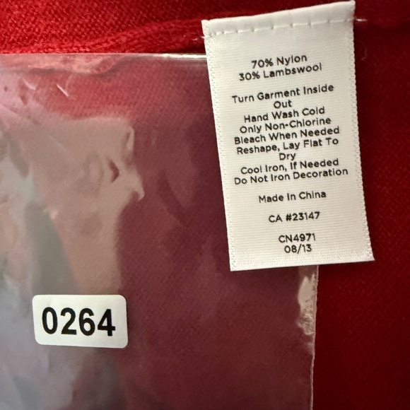 Talbots Lambswool Blend Snowflake Sequin Sweater Pullover Red 3/4 Sleeves Size S - Picture 7 of 7